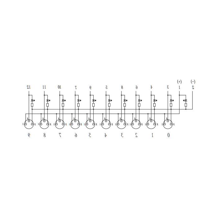 M8 junction box, PNP, 10-port split, LED, M12 integrated interface dock, 23PAS1